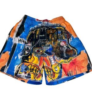 Bravest Studios Basquiat Skull Mesh Basketball Shorts Men's Medium Multicolor
